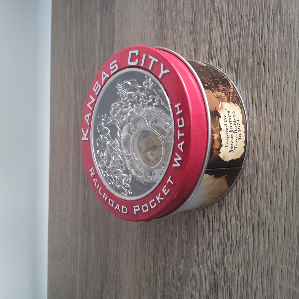 Kansas City Railroad Pocket Watch in Red Tin